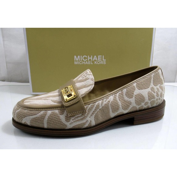 Michael Kors Padma Loafer Flat Shoes MK Logo Hardware Camel Multi Size 7 - Picture 8 of 8